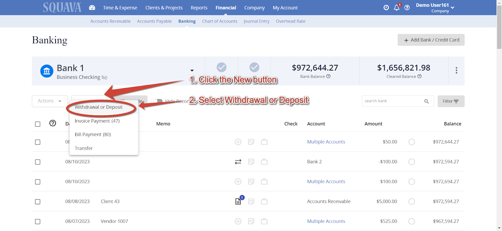 Split Bank Transactions – SQUAVA Support